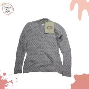 Aran Sweater Market OPEN NECK MERINO TRELLIS SWEAT